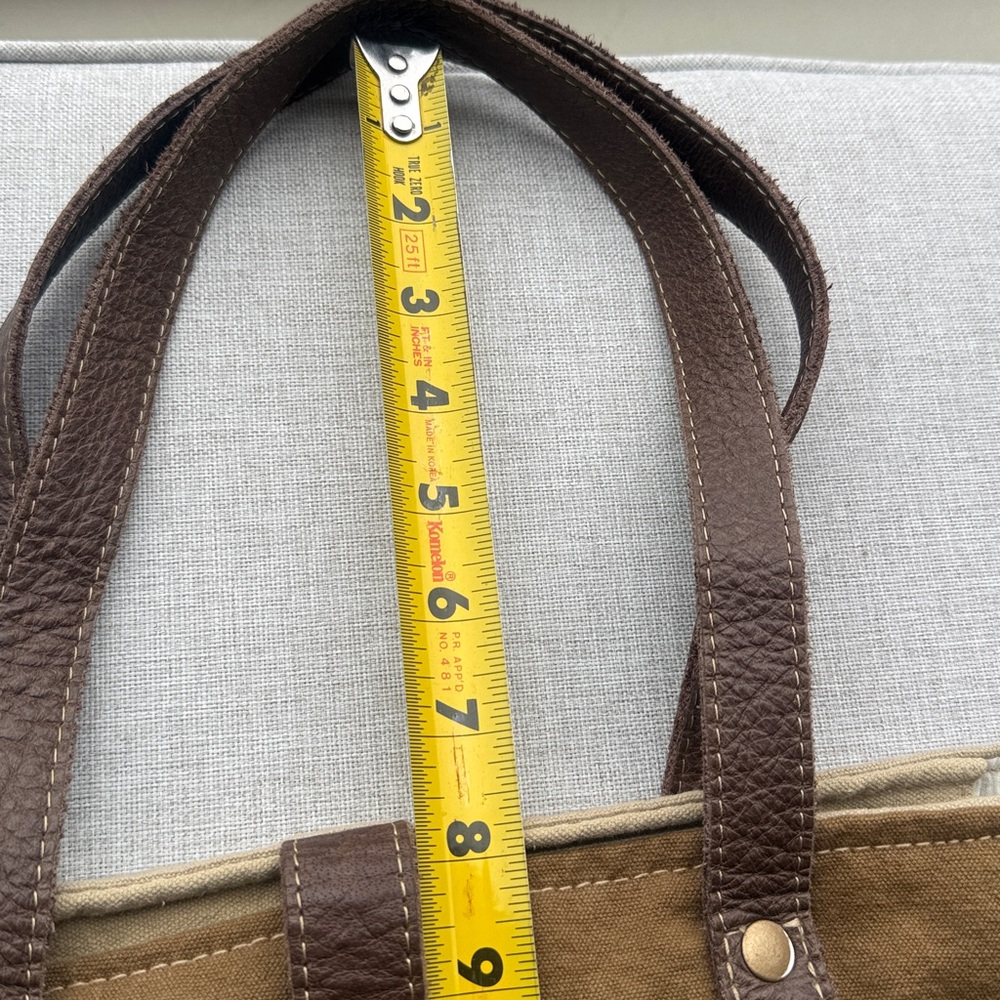 Myra Tote Bag Brown Le Cafe De La Place Provence Cotton and Leather - Picture 8 of 14